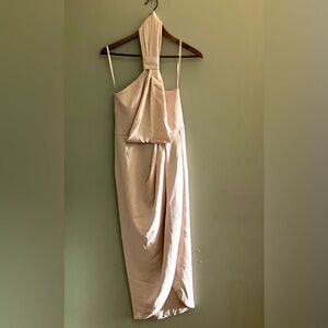 NWOT Shona Joy knot pale pink draped dress size 4 halter